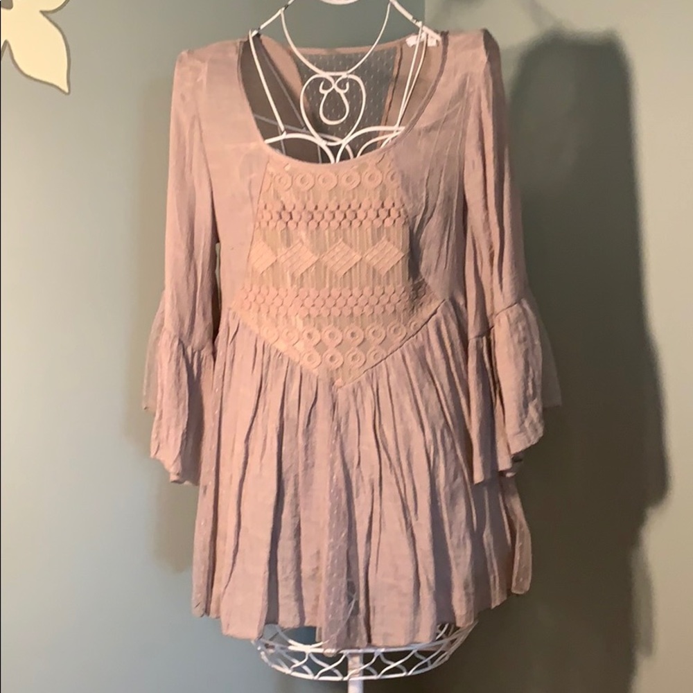 Rebellion Tunic top with bell sleeves size medium